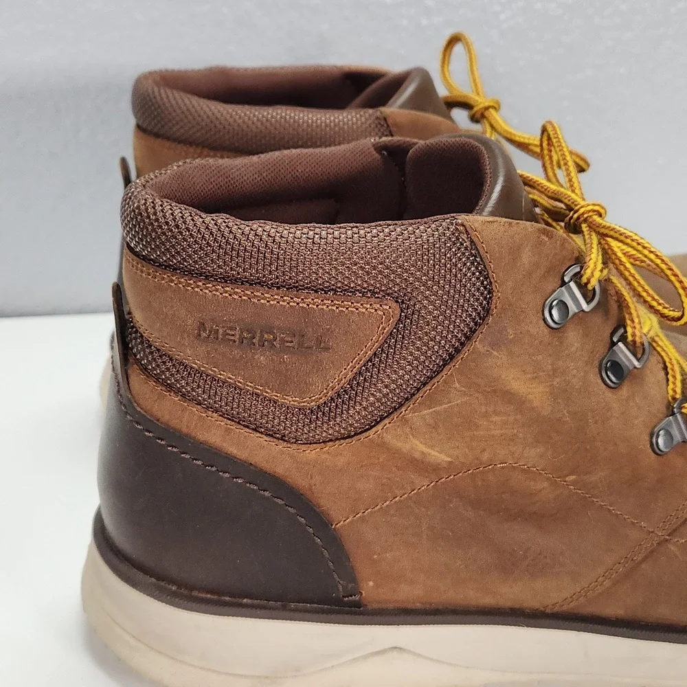 Merrell Epiction Boulder Mens 13 Brown Sugar Leather Chukka Boots Lace Up J23679